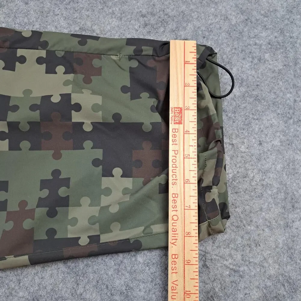 Dime Pants Mens Large Green Brown Puzzle Camo Track Zip Pockets Skate Outdoors